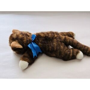 VINTAGE Ty Classic Spice The Cat Plush 1997 Tabby Striped White Paws Blue Bow